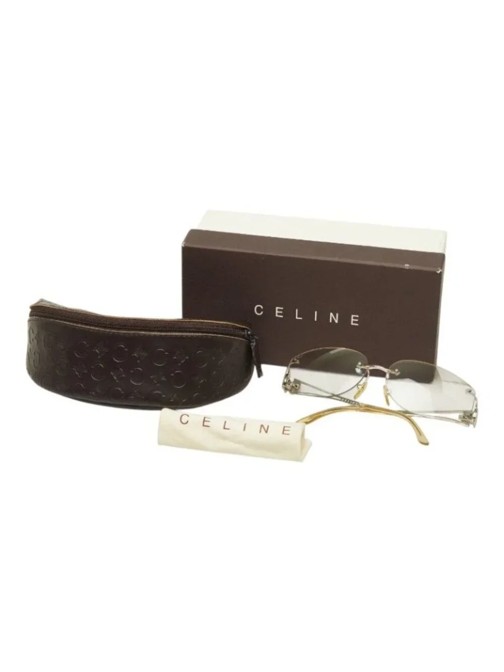 Celine Triomphe Sunglasses Clear Silver Metal Acetate Eyewear